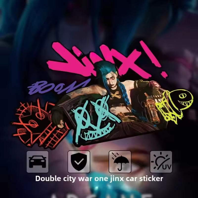 Car Accessories Sticker - Arcane Jinx Graffiti reflecterende autosticker elektrische