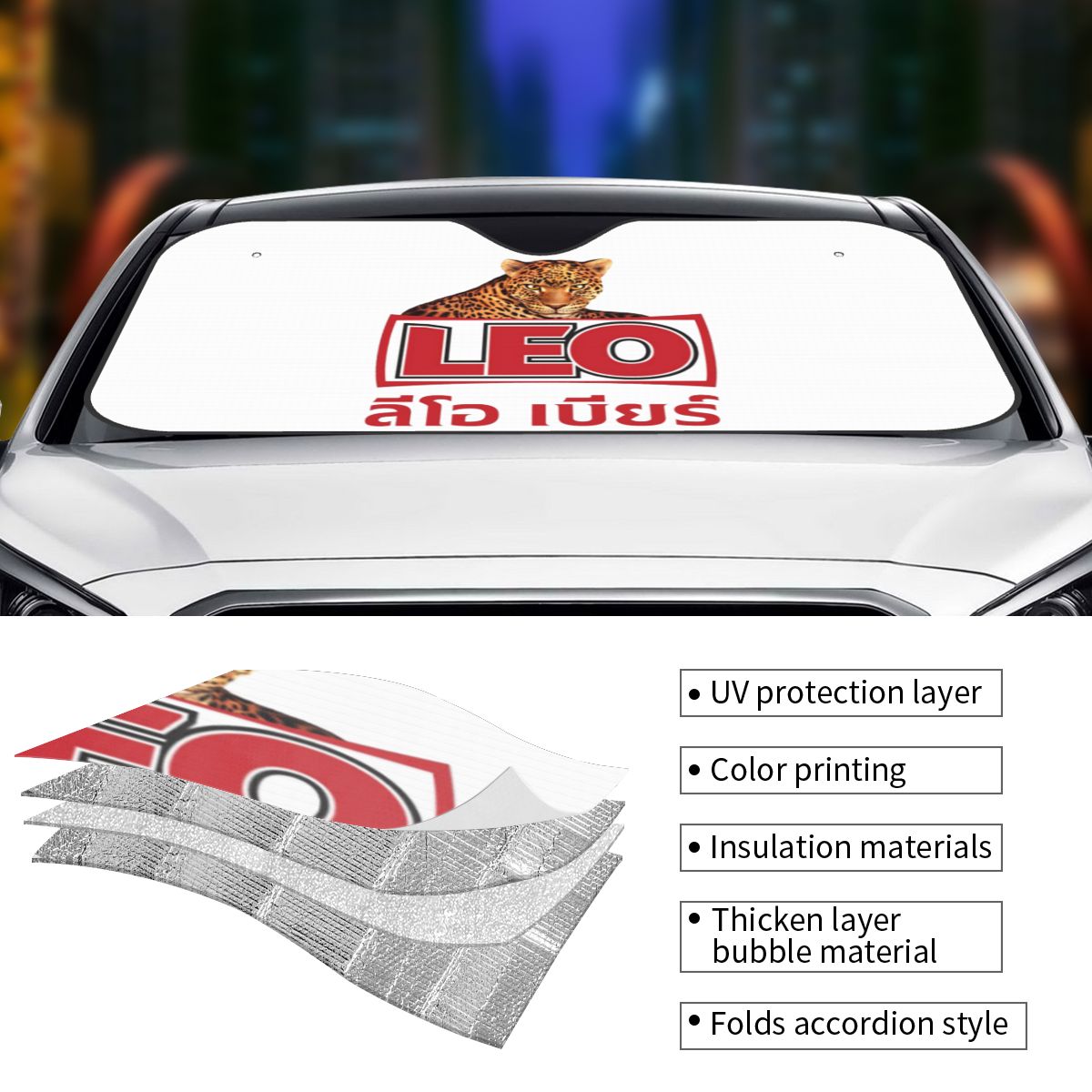 Leo Beer Bangkok Zonnescherm V - Car Accessories Bangkok recensie en prijs